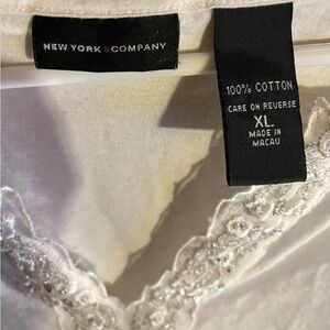 New York & Company White Lace Accent Tee